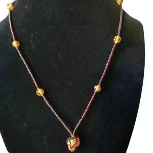 Vintage amber blown glass necklace